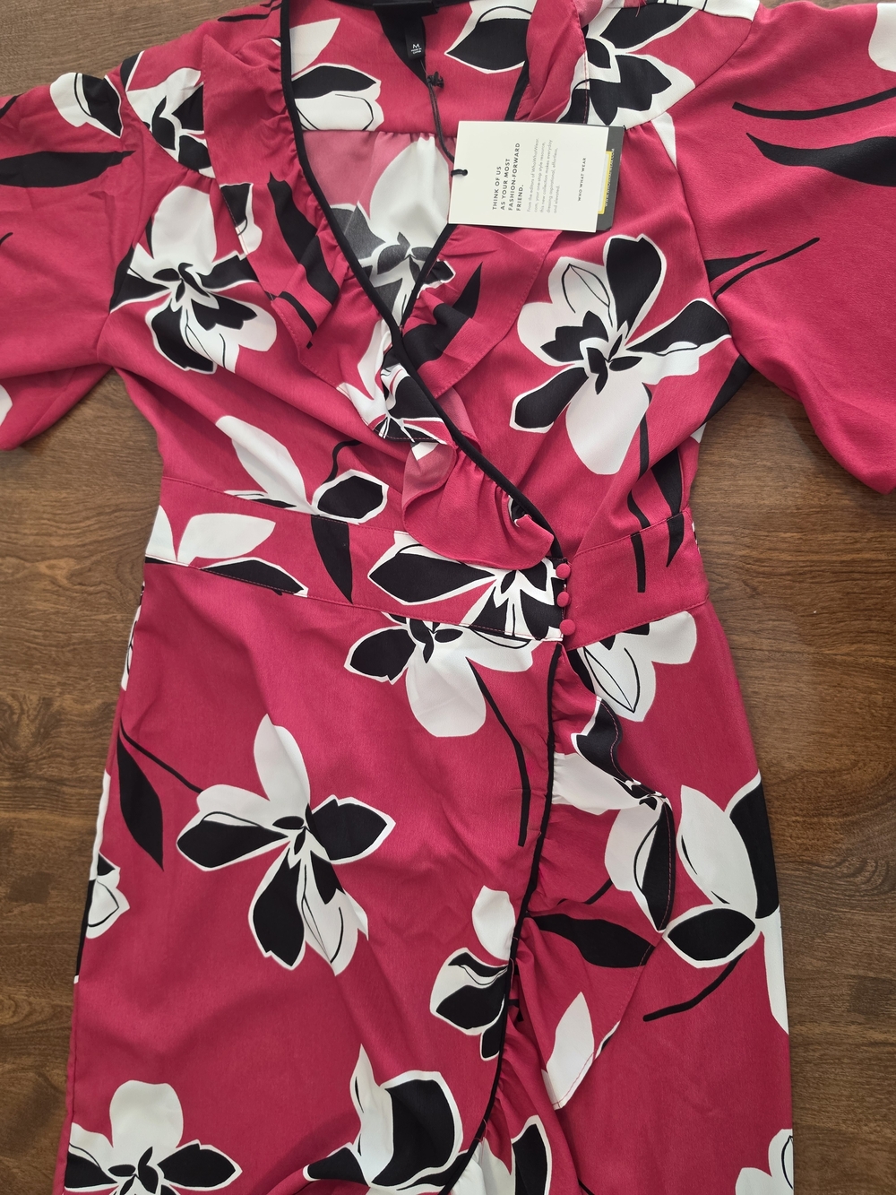 Who What Wear Retro Floral Tropical Wrap Dress New - Picture 2 of 4